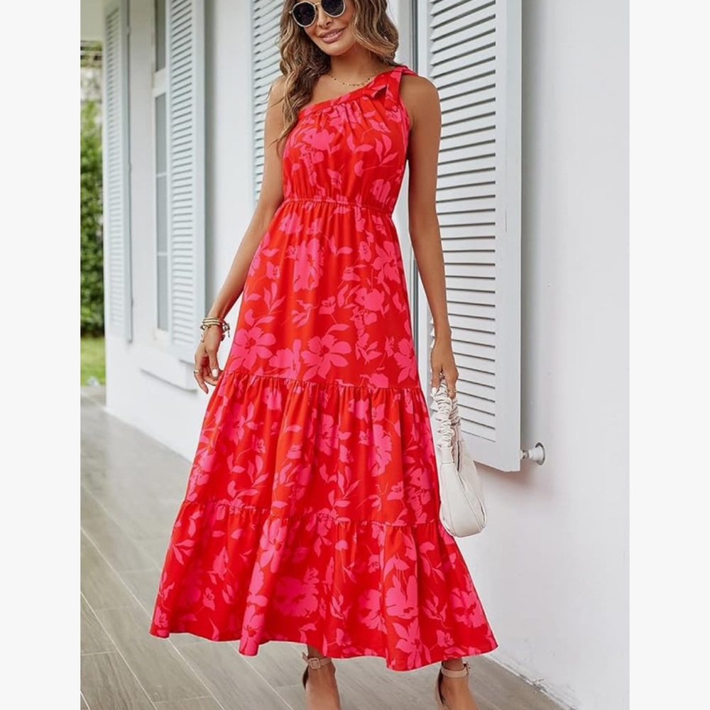 pretty garden 🌺 One Shoulder Maxi Dress